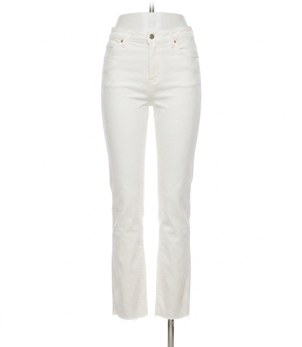 NEW KAREN KANE raw hem straight jeans - petite in off white